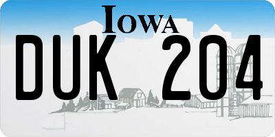 IA license plate DUK204