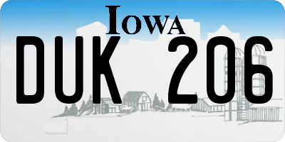 IA license plate DUK206
