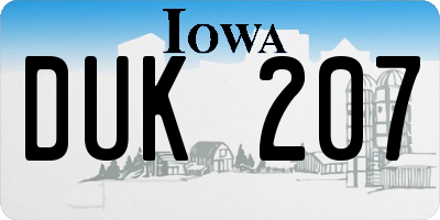 IA license plate DUK207