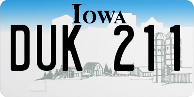 IA license plate DUK211