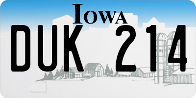 IA license plate DUK214