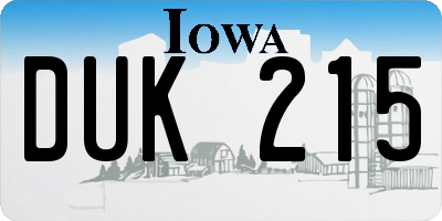IA license plate DUK215