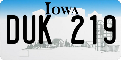 IA license plate DUK219