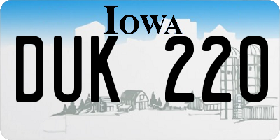 IA license plate DUK220