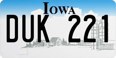 IA license plate DUK221