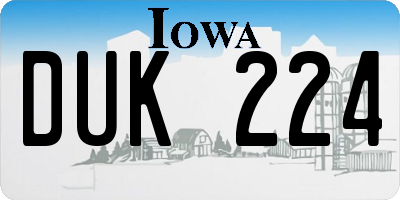 IA license plate DUK224