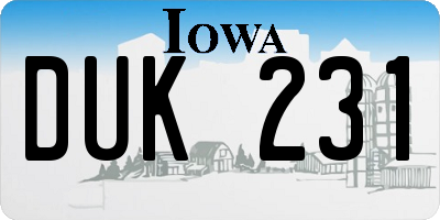 IA license plate DUK231