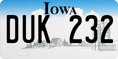 IA license plate DUK232