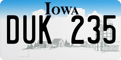 IA license plate DUK235