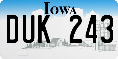 IA license plate DUK243