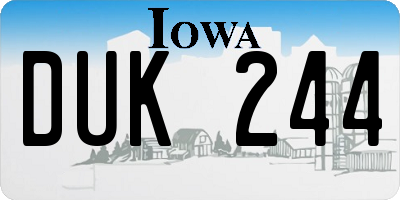 IA license plate DUK244