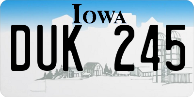 IA license plate DUK245