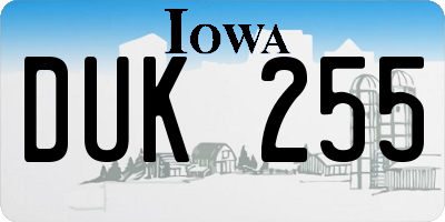 IA license plate DUK255