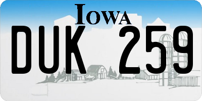 IA license plate DUK259