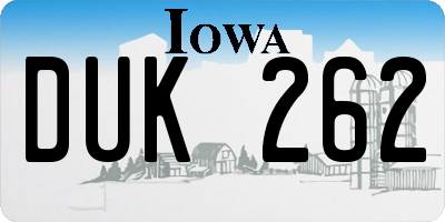 IA license plate DUK262