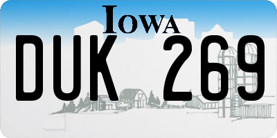 IA license plate DUK269