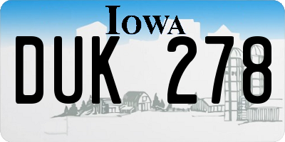 IA license plate DUK278