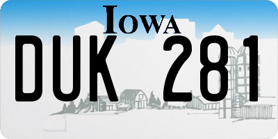 IA license plate DUK281