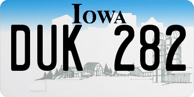 IA license plate DUK282