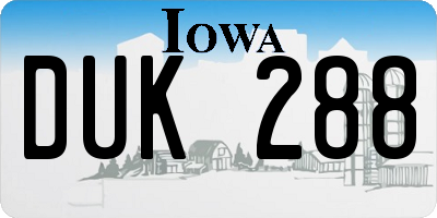 IA license plate DUK288