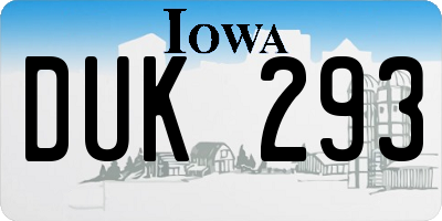 IA license plate DUK293
