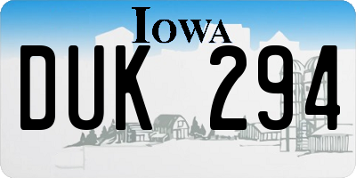 IA license plate DUK294