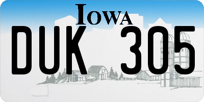 IA license plate DUK305