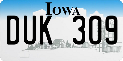 IA license plate DUK309