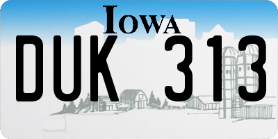 IA license plate DUK313