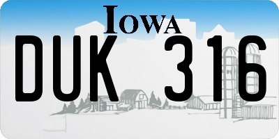 IA license plate DUK316