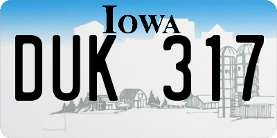 IA license plate DUK317
