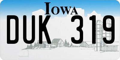 IA license plate DUK319