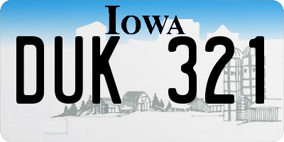 IA license plate DUK321