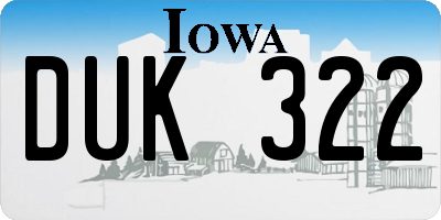IA license plate DUK322