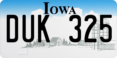 IA license plate DUK325