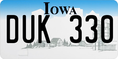 IA license plate DUK330