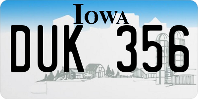 IA license plate DUK356