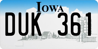 IA license plate DUK361