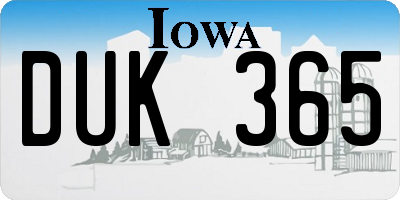 IA license plate DUK365