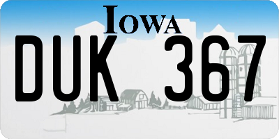 IA license plate DUK367