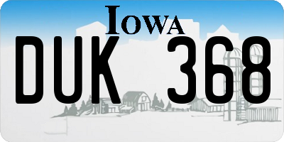 IA license plate DUK368