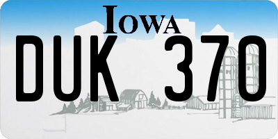 IA license plate DUK370
