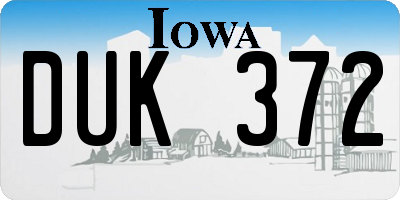 IA license plate DUK372