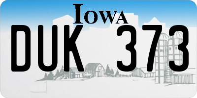 IA license plate DUK373