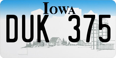 IA license plate DUK375