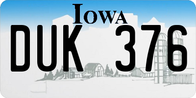 IA license plate DUK376