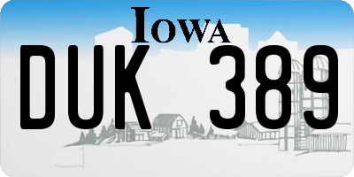 IA license plate DUK389