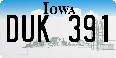 IA license plate DUK391