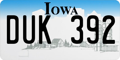 IA license plate DUK392