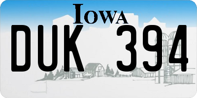 IA license plate DUK394